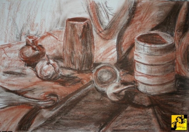 Martwa natura z beczką