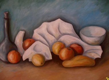 Martwa natura - Owoce, nacyznia i scierka