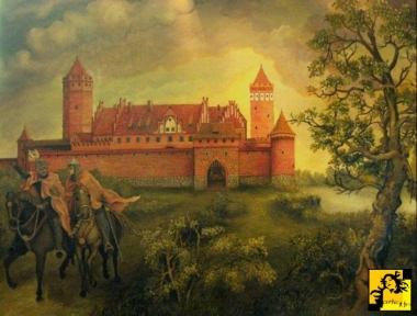 Krajobraz z zamkiem.