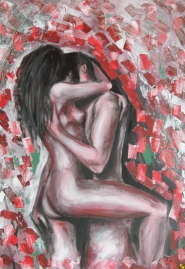 Kochankowie w platkach roz