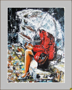 Olej L.Gaczkowski Deszczowy dzień