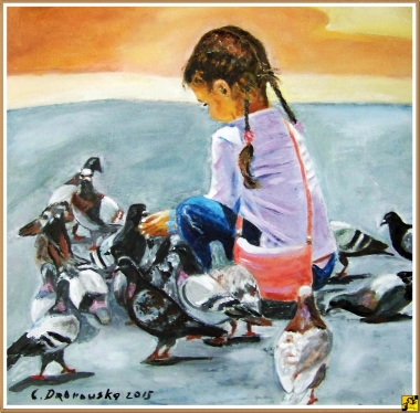 Jej portret z gołębiami