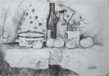 Martwa natura z emaliowanym garnkiem