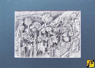 Dziki ogród -  czarno biały rysunek