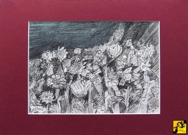 Noc w ogrodzie-czarno biały rysunek