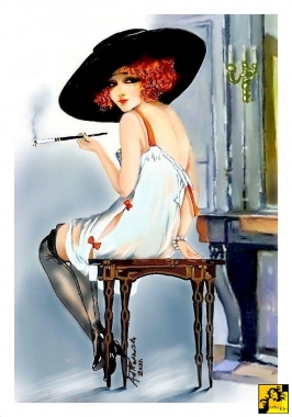 Przybrała głowę czarnym kapeluszem