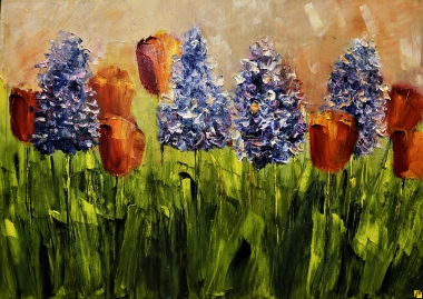 Hiacynty i tulipany