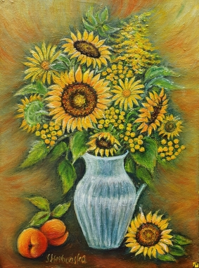 Słoneczniki i brzoskwinie