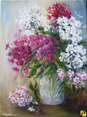 Floksy w kryształowym wazonie