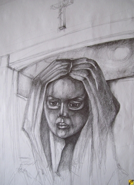 Smutna kobieta - studium głowy