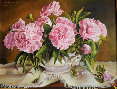 różowe peonie