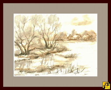 Zimowy pejzaż - sepia