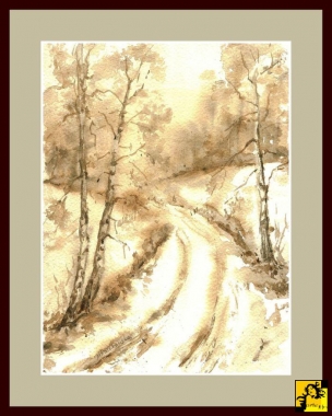 Ośnieżona droga - sepia