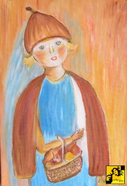 dziewczynka z koszykiem gruszek