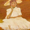 dziewczynka w kapeluszu z kwiatami dziewczynka w kapeluszu z kwiatami