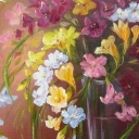 Frezje w szklanym wazonie Frezje w szklanym wazonie