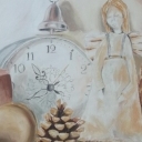 Martwa natura z zegarem.