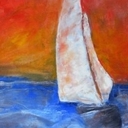 Samotny biały żagiel