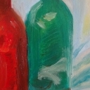 Dwie butelki i gruszka.