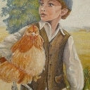 chłopiec z kurą chłopiec z kurą