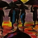 Pod parasolami. Pod parasolami.