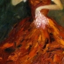 Dama w czerwonej sukni