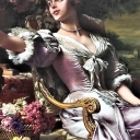 Dama w liliowej sukni