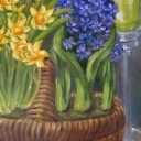 Kosz z wiosennymi kwiatami Kosz z wiosennymi kwiatami