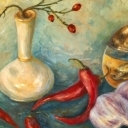 Martwa natura z czosnkiem i papryczkami chili Martwa natura z czosnkiem i papryczkami chili