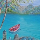 Alpy Jezioro łódź - cykl alpejski Alpy Jezioro łódź - cykl alpejski