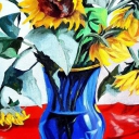 Słoneczniki w niebieskim wazonie Słoneczniki w niebieskim wazonie