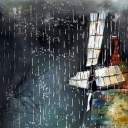  Stary wiatrak w polu stoi