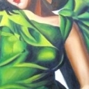 kobieta w zielonej sukience